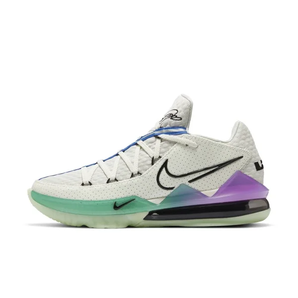 Nike Lebron 17 Low Basketball Shoes in White/Spruce Aura Size 4.0 - Knit
