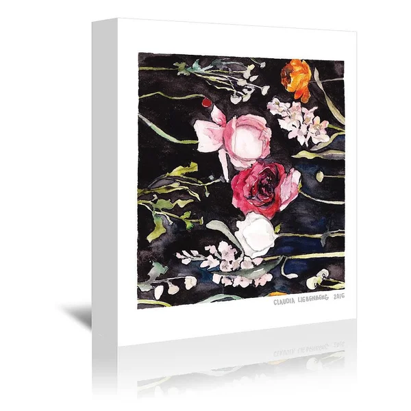 Americanflat 'Blooms on Black 2' Gallery Wrapped Canvas - 32 x 48