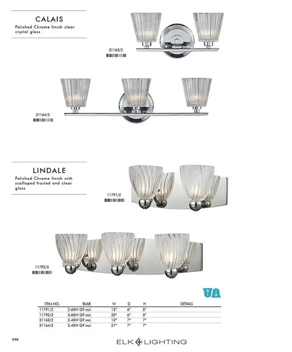 Elk Lighting Lindale 2 Light Vanity in Polished Chrome