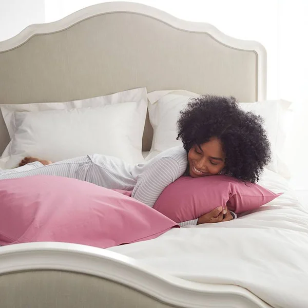 The Company Store Company Cotton Wild Rose Solid 300-Thread Count Cotton Percale California King Deep Pocket Flat Sheet