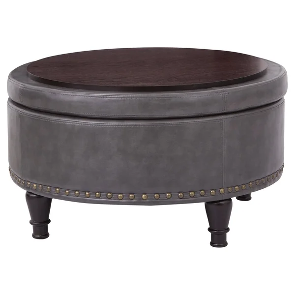 Office Star Pewter Augusta Storage Ottoman