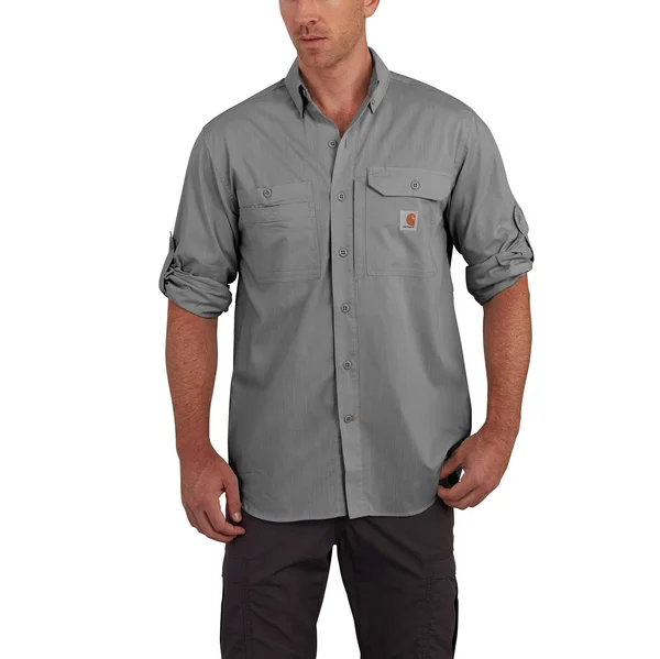 Carhartt Force Ridgefield Solid Long Sleeve Shirt, Men's Asphalt