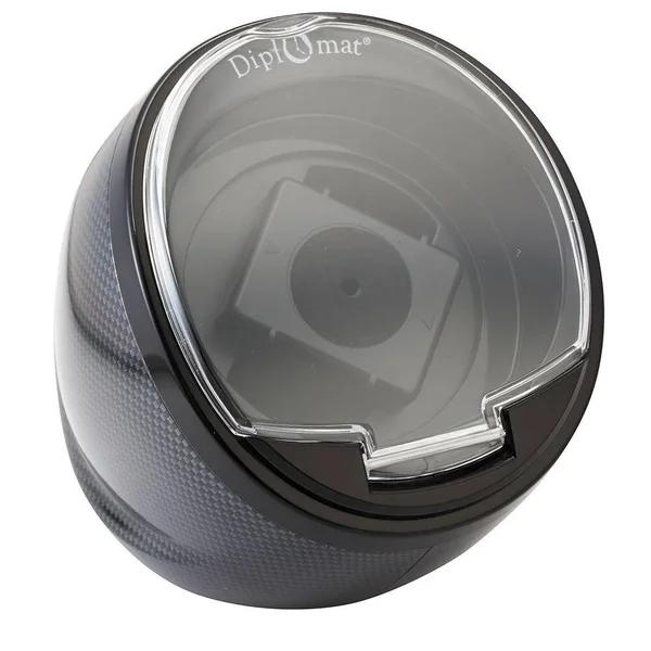 Diplomat Economy Carbon Fiber Pattern Single Watch Winder with New 4 Program Bi-Directional Smart IC Timer Control, Unisex, Gray