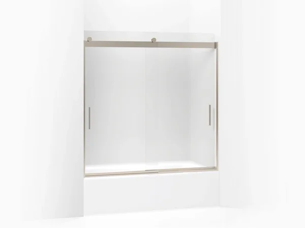 KOHLER K-706002-D3-ABV Levity Frameless Sliding Bath Door with Frosted Glass, Anodized Brushed Bronze