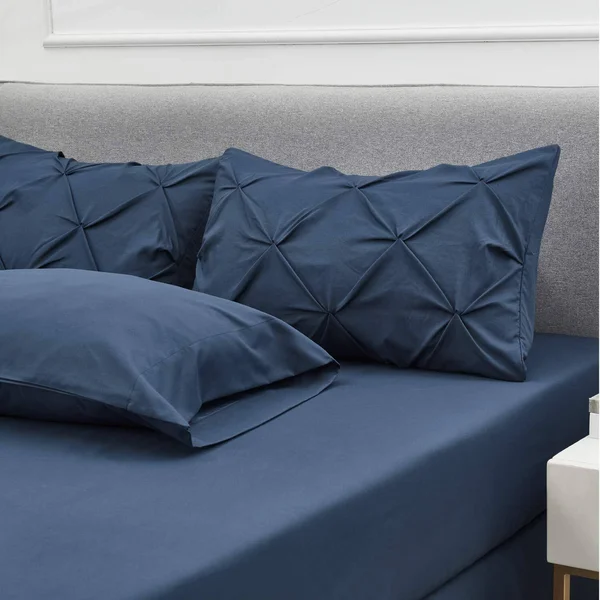Bedsure Blue Comforter Set Queen - 8 Pieces Pintuck Bed in A Bag Queen - Navy Queen Bed Set with Comforters, Sheets, Pillowcases