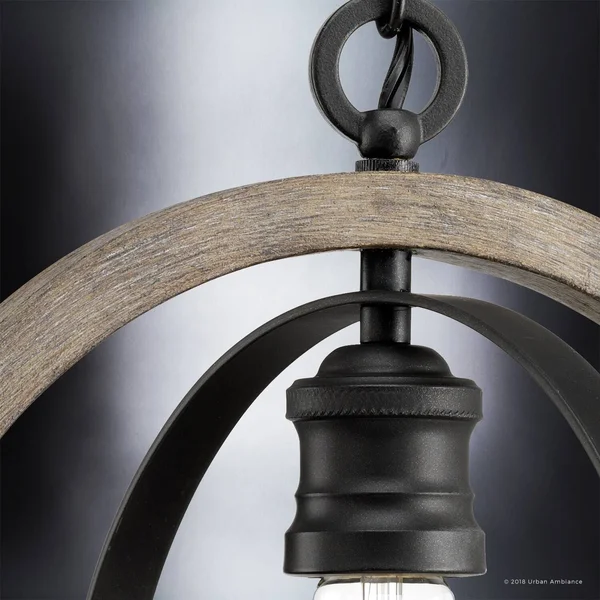 Luxury Vintage Pendant Light - 14x22H x 12x22W, with Modern Farmhouse Style, Charcoal Finish by Urban Ambiance UHP2214