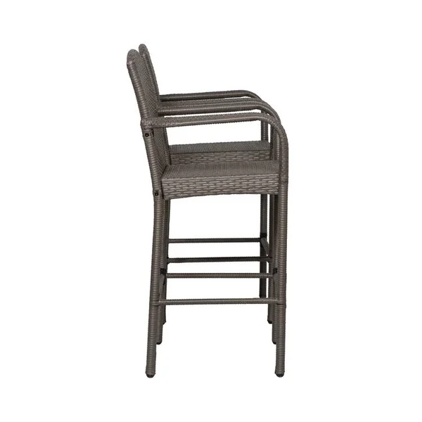 Wo 47 inch All Weather Outdoor Patio Wicker Barstool (Set of 2), Coffee