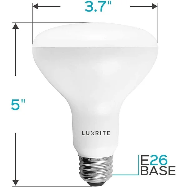 Luxrite BR30 LED Flood Light Bulb Dimmable 650 Lumens 9W\x3d65W E26 Base Energy Star UL Listed Damp Rated 12-Pack - 3000K (Soft