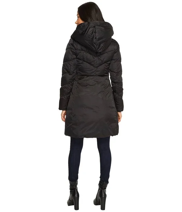 Via Spiga Womens Winter Faux Fur Parka Coat - Black