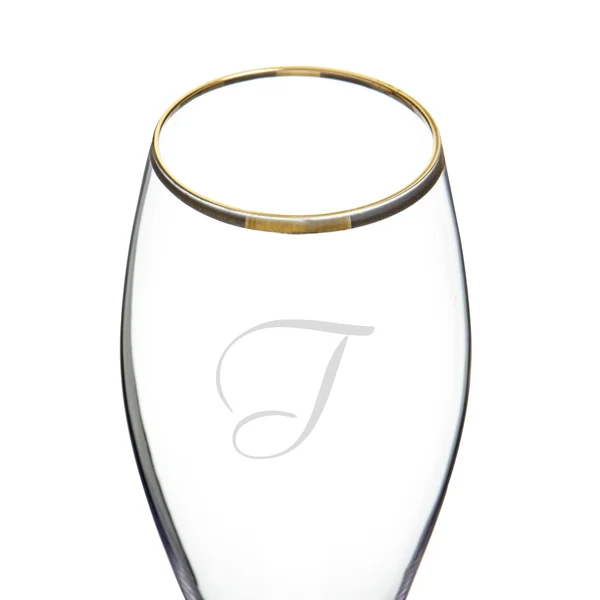 Cathy&s Concepts Monogram Gold Rim Champagne Flutes (Set of 2) - Clear-Q
