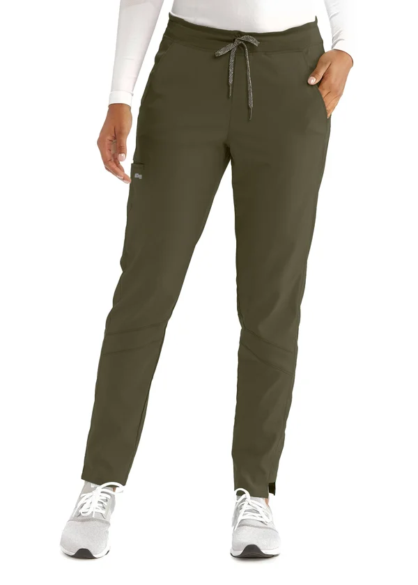 Grey&s Anatomy Spandex Stretch Women's Knit Waist Scrub Pants-GVSP509 (Olive - X-Large)