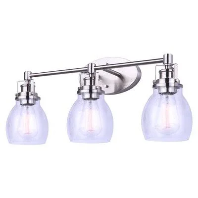 Wilhelm 3-Light Dimmable Brushed Nickel Vanity Light Breakwater Bay