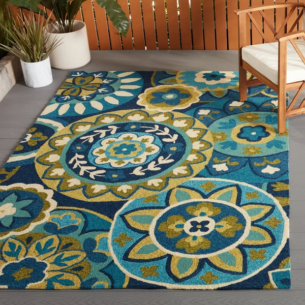 Miami Sundial teal-Green Indoor/ Outdoor Area Rug - 8& x 11&