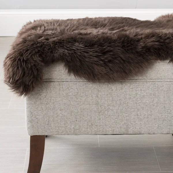 Super Area Rugs - Genuine Australian Sheepskin Brown Fur Rug, Double Pelt 2& x 5& 6 inch