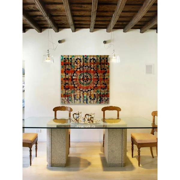 Parvez Michel 40 in. H x 40 in. W Amizmiz by Parvez Taj Printed Natural Pine Wood Wall Art - Multi-Colored