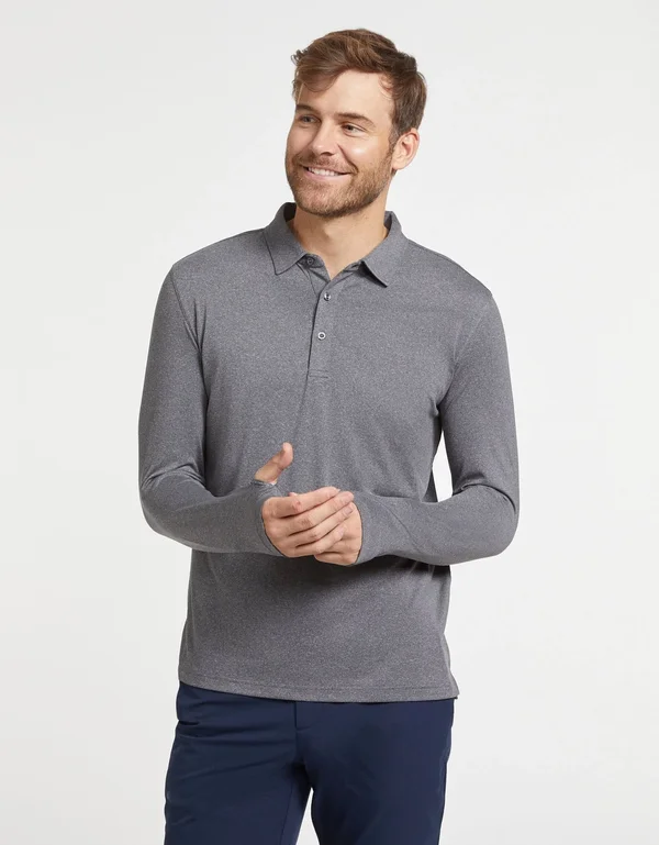 Solbari UPF 50+ Men's Sun Protection Long Sleeve Polo Fitness Shirt - UV Protection - Sun Protective