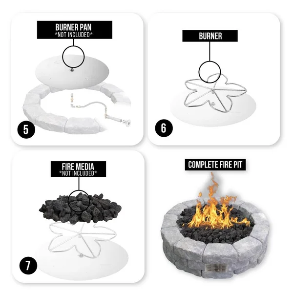 Spotix AFG Round Fire Pit Burner Kit - 24 inch, Match Light, Propane
