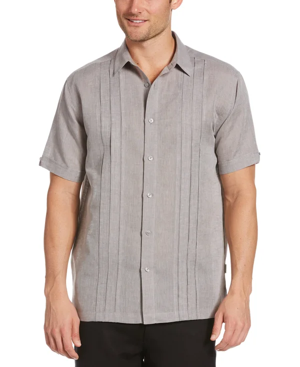 Cubavera Mens Cross Dye Multi Tuck Shirt - Grey - Small