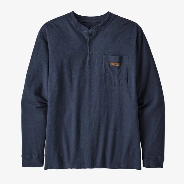 Patagonia Men's Long-Sleeved Work Henley Pocket Tee - Workwear Shirts & Tops - Blue - 53390 - XL