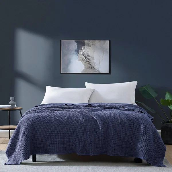 Brielle Home Darren Cotton Waffle Blanket - King/Cal King - White