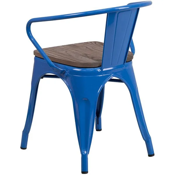 Bowery Hill Metal Dining Arm Chair in Blue - BH-4752-1869714