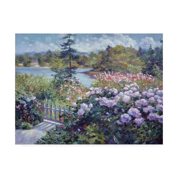 Trademark Fine Art &Summer Garden at The Lake& Canvas Art by David Lloyd Glover - Size: 35 x 47