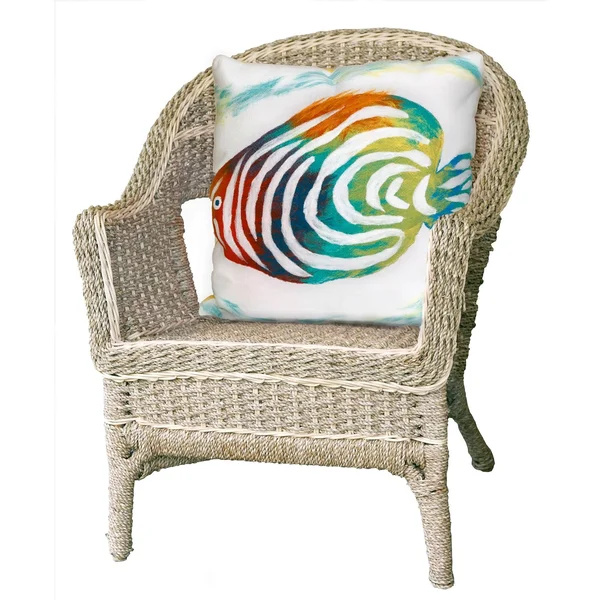 Liora Manne Visions III Rainbow Fish Indoor/Outdoor Pillow Pearl 12x22 x 20x22