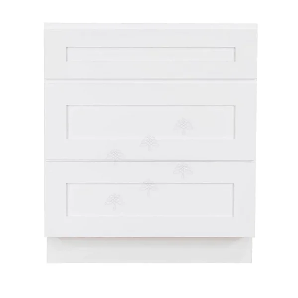 Lifeart Cabinetry Lancaster Shaker Assembled 18x34.5x24 in. Base Cabinet with 3-Drawer in White, Shaker White