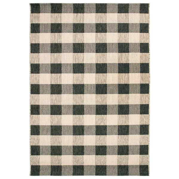 Trans Ocean Portofino Texture Plaid Area Rug, Black, 8&10x22 x 11&9x22 Rectangle