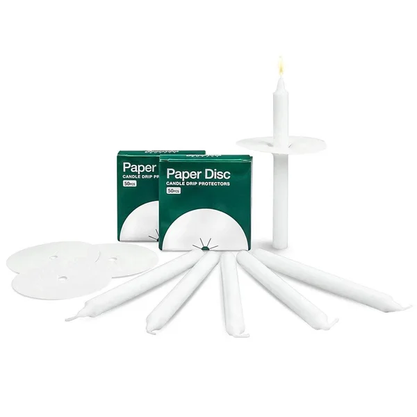 Concordia Supply 5.75x22 Candlelight Candles & Paper Bobeche Candle Holders (Set of 250)