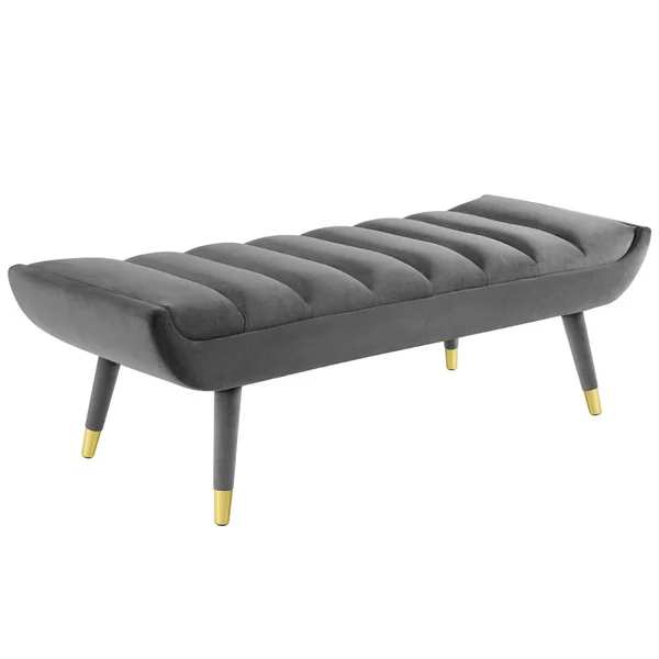Modway Gray Guess Channel Tufted Performance Velvet Accent Bench