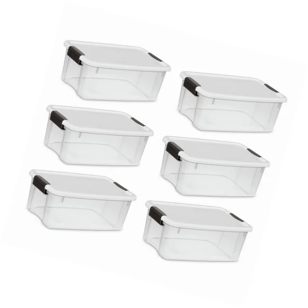 Sterilite 19849806 18 Quart/17 LITER Ultra Latch Box - Clear with A White Lid