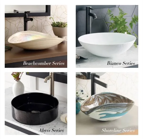 Native Trails Murano 16x22 Round Glass Bathroom Sink, Abyss, MG1616-AS
