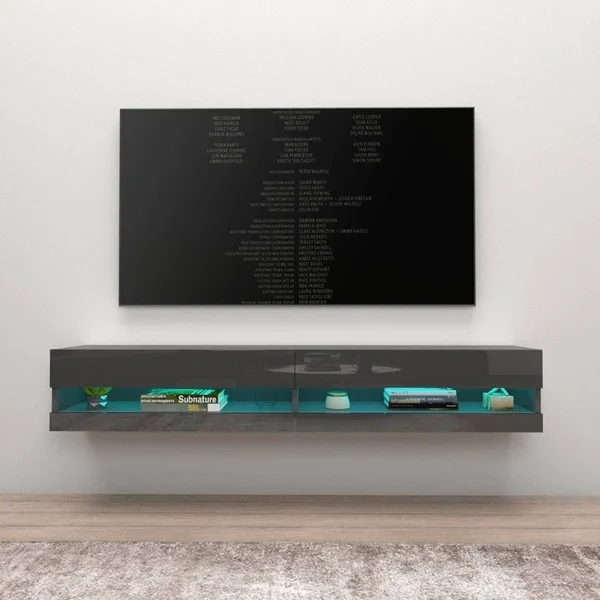 Vigo 180 Wall-Mount Floating 71-In. TV Stand w/ 16-Color LED (Black)