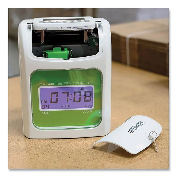 uPunch UB1000 Electronic Non-Calculating Time Clock Bundle, Beige/Green (159971)