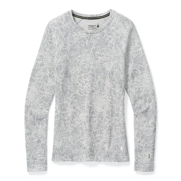 Smartwool Merino 250 Baselayer Pattern Crew - Women's Light Gray Forest Scape - XL