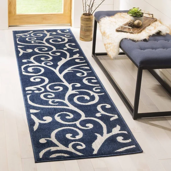 Safavieh Cottage Cot927b 5&3x22 x 7&7x22 Navy, Creme Rug