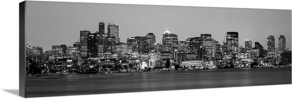 Panoramic Seattle City Skyline at Night, Washington, Canvas Wall Art, 36x12, Great Big Canvas