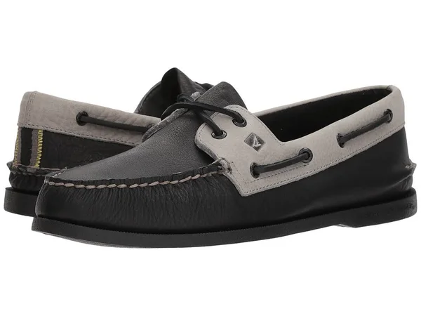 Sperry Mens A/O 2-Eye Daytona Boat Shoe - Black/Grey - 10