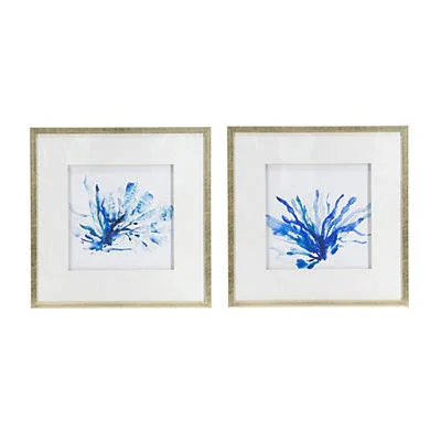 Blue Coral Framed Art Prints - Set of 2