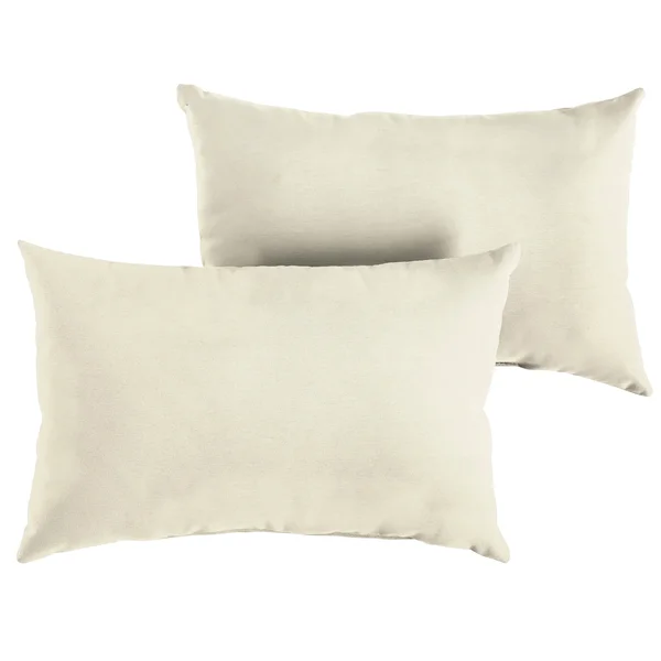 Humble & Haute Sunbrella Ivory Indoor/Outdoor Knife Edge Lumbar Pillow (Set of 2) - 14x22 x 24x22