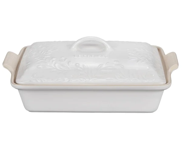 Le Creuset Stoneware Olive Branch Collection Heritage Rectangular Casserole, Matte Cotton, 4 qt.