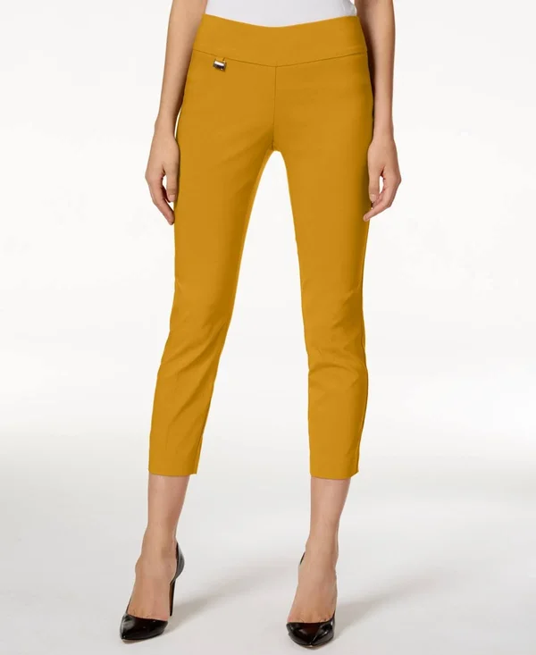 Alfani Tummy-Control Pull-On Capri Pants, Regular & Petite Sizes, Created for Macy&s - Marigold Petal