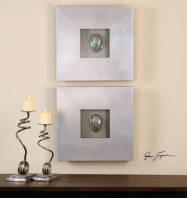Uttermost Abalone Shells Silver Wall Art, S/2