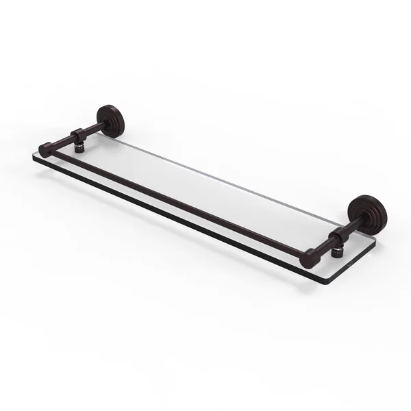 Allied Brass Waverly Place Glass Shelf with Gallery Rail - Antique Copper - 16 inch