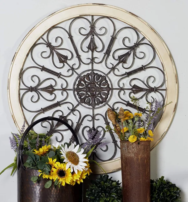 36 in. Scrollwork Medallion Framed Wooden Wall Art