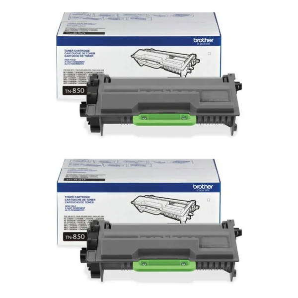 Brother TN-850 High-Yield Black Toner Cartridges - Pack of 2 Cartridges