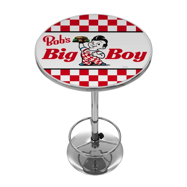 Bobs Big Burger Checkered Chrome Pub Table