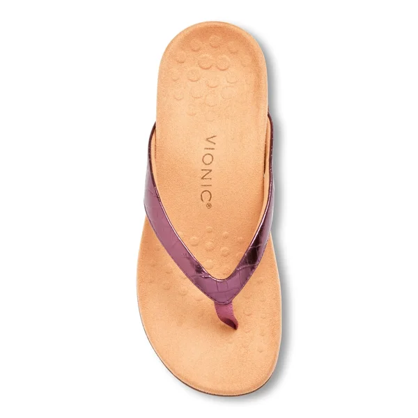 Vionic Dillon Women's Toe-Post Supportive Sandal Berry Croc - 7 Medium