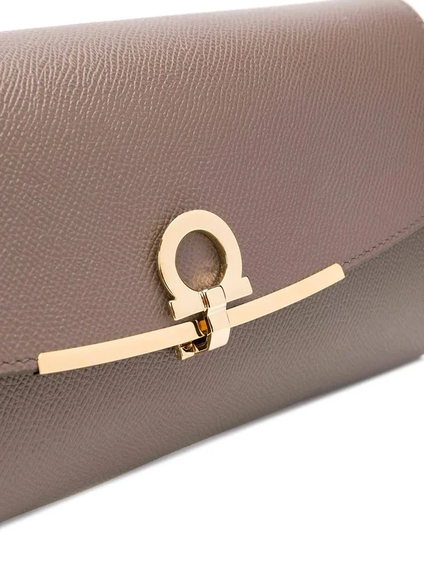Salvatore Ferragamo Gancini Clip Leather Mini Wallet on Chain